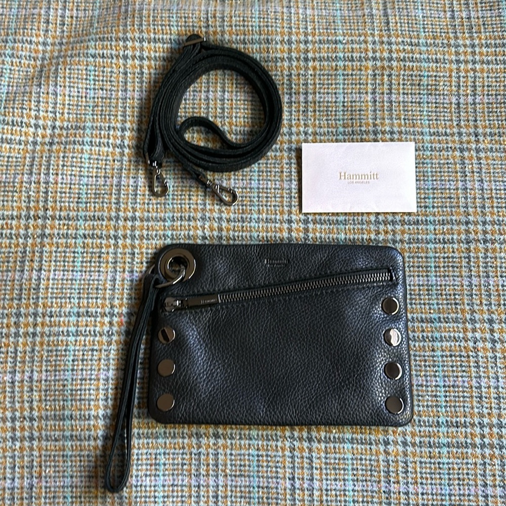 Hammitt Mini Nash Small black clutch crossbody gunmetal
